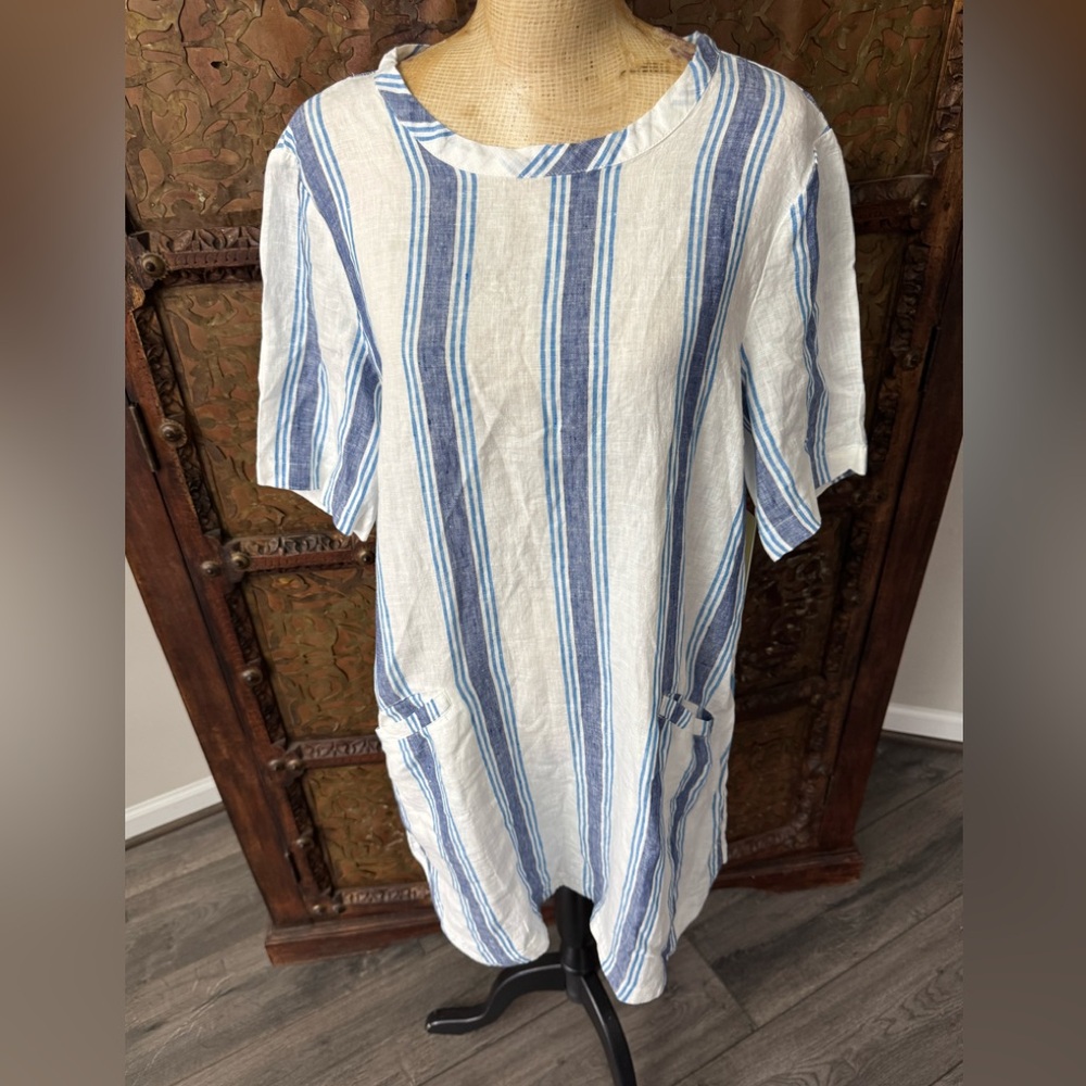 Private Bird of Paradise Blue and White Striped Dress M - Picture 1 of 9